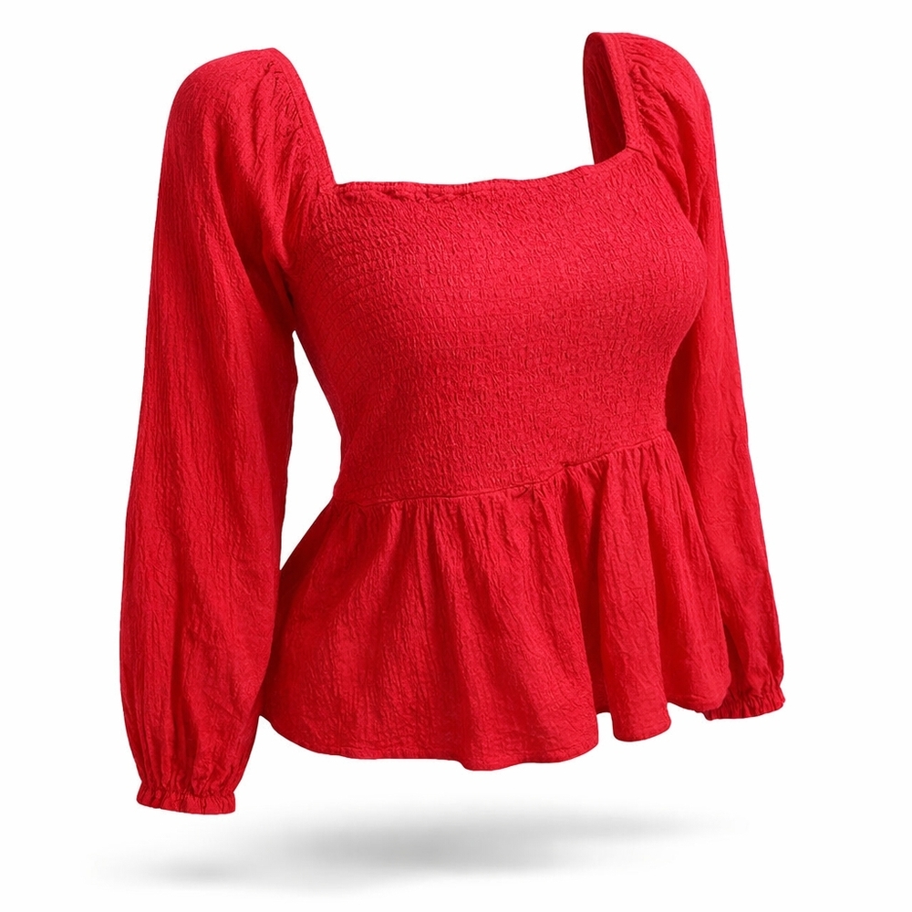 Old Navy Red Smocked Blouse XL